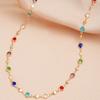 Collier Bohème Coloré Long en Forme de Y pour Femmes Vintage Couleur Or Métal Cristal Pendentif Collier Bijoux Cadeau Vacances d'Été