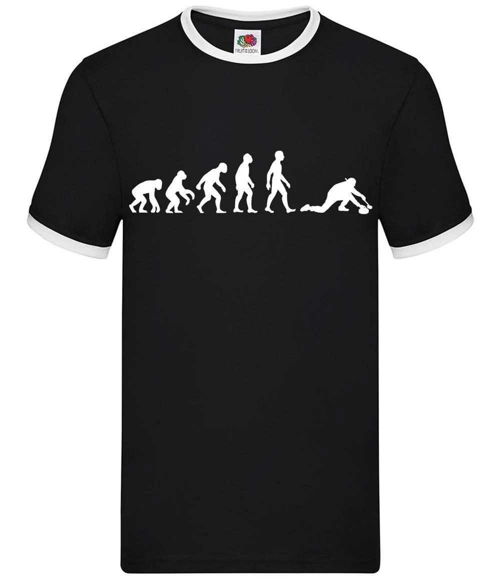 Evolution Of Man Curling - Mens Ringer - Winter Sport Ice Curl Curler XXXL