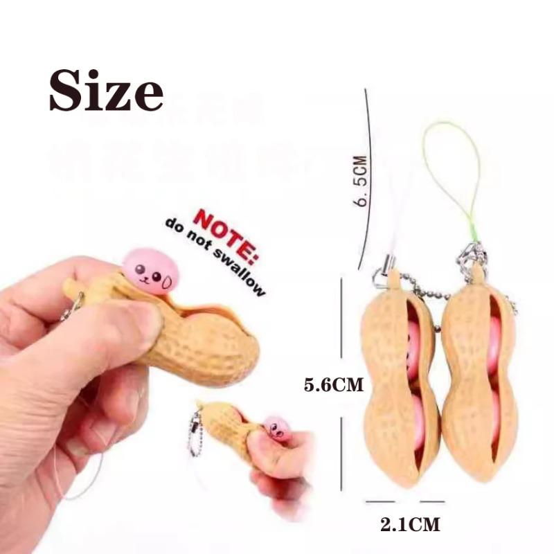 Peanut Fidget Squishy Squeeze Toy for Kids Adults Creative Fun Keychain Gift Portable Decompression Peanuts Stress Relief Toys