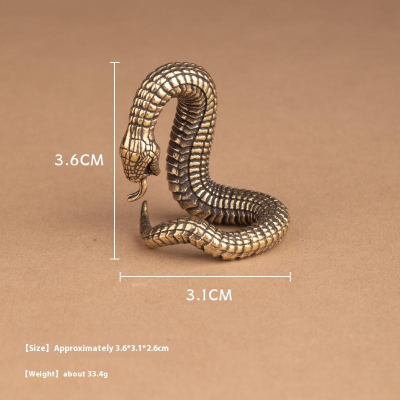 1 Pc Brass Copper Snake Desk Decorations Home Decor Ornaments Creative Animal Statue Crafts Vintage Miniatures Figurines