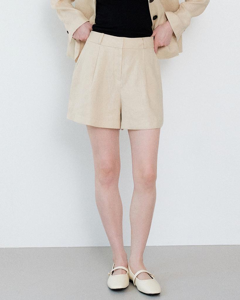 SISTERHOOD Basic Linen Shorts - Beige