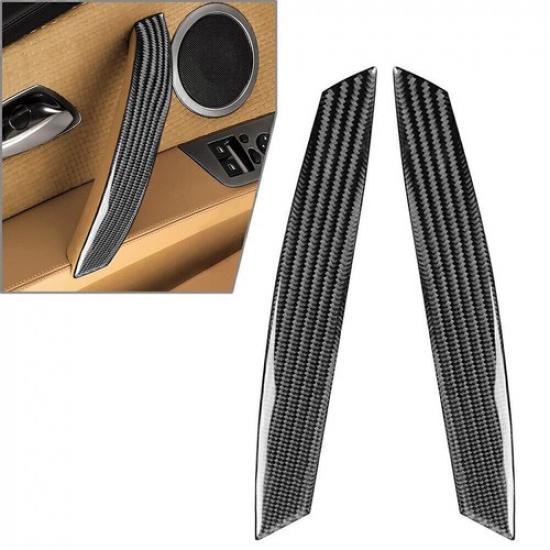 2x Carbon Fiber Interior Door Handle Strip Cover Bezel For BMW Z4 2003-2008