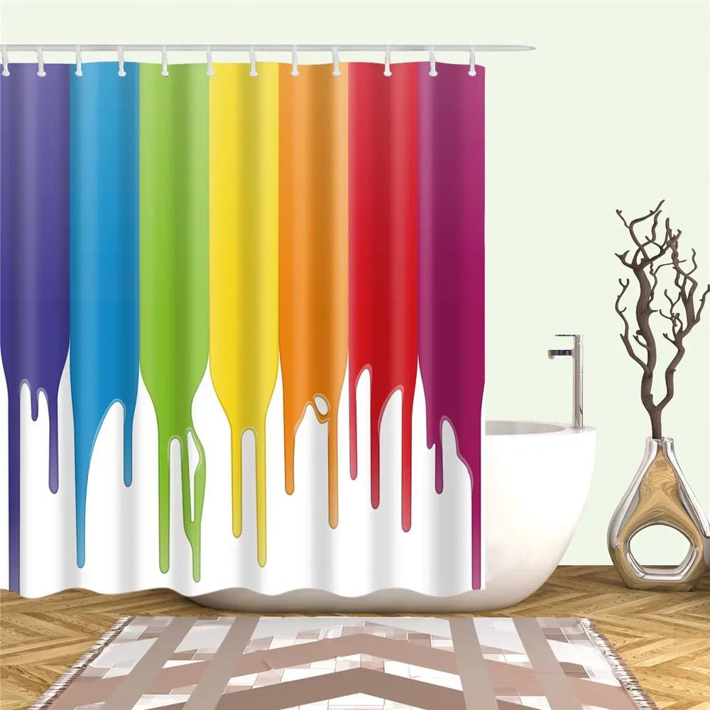 Abstract Geometric Stripes Printing Shower Curtains Home Hotel Bathroom Decoration Bath Curtains Waterproof Bathroom Curtains