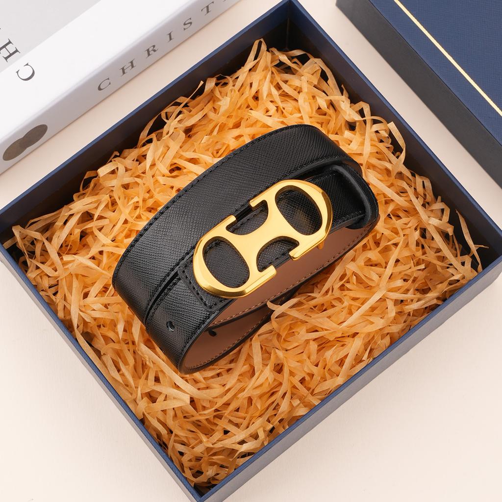 Belt Women'S Gold Smooth Buckle Head Belt Fashion Simple Style Versatile Premium Sense Women'S Waist Decorative Belt Women'S