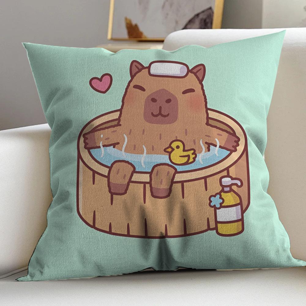 Cute Cartoon Capybara Cushion Cover Pillowcase Upholstery Sofa Throw Pillow Home Decor Pillowcas