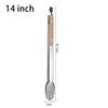 1Pcs Stainless Steel Grill Tong Wooden Handle Bread Salad Serving Clip Durable Cooking Clamp