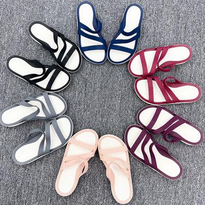 Ciabatte Estive da Donna Piattaforma Piatte Tacco Basso Sandali Open-Toe Punta Nera Ciabatte Scarpe Casual da Spiaggia