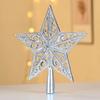 Xmas Tree Topper Plastic Hollowed-Out Sparkling Star Festival Party DIY Decoration Accessories Top Pentagram Christmas Decoration Holiday Supplies
