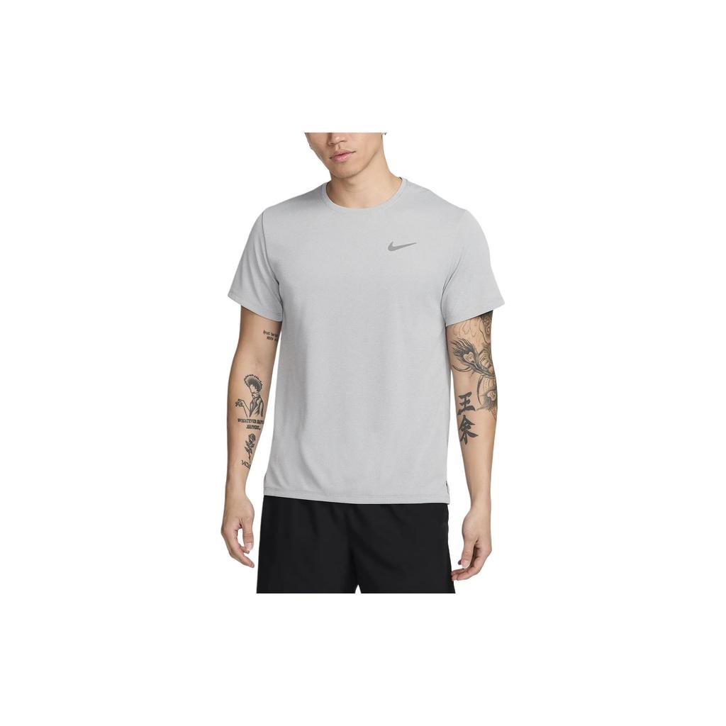 Nike Dry Fit UV Solid Color Crew Neck Casual Short Sleeve T-Shirt Men Tops Gray DV9316-098