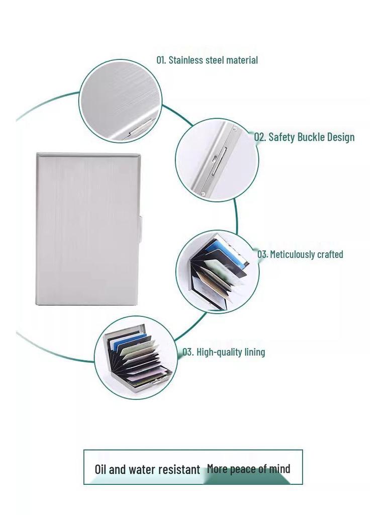 Portable RFID Blocking Stainless Steel Card Holder - Unisex, Minimalist Design