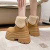 2025 Winter Women's Warm Snow Boots Outdoor Plush Ankle Shoes Anti-skid Chunky Leather Sneakers Short Fur Boot Botas Mujer 10CM