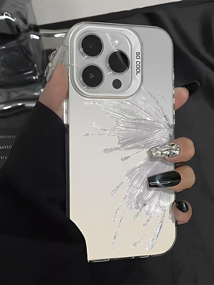 Silver Butterfly Case for Apple 14Pro/14ProMax/15/16/17