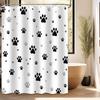 Paw Print Shower Curtain Dog Cat Black And White Funny Kids Bathroom Decor, Waterproof Cloth Fabric With Hooks (60" W X 72" L)