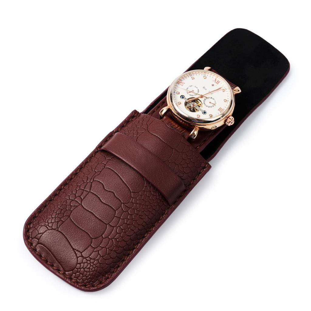 Woodten Crocodile Embossed Watch Watch Storage Unique Watch Case for One Portable Watch Box Case, Bag, Watch,