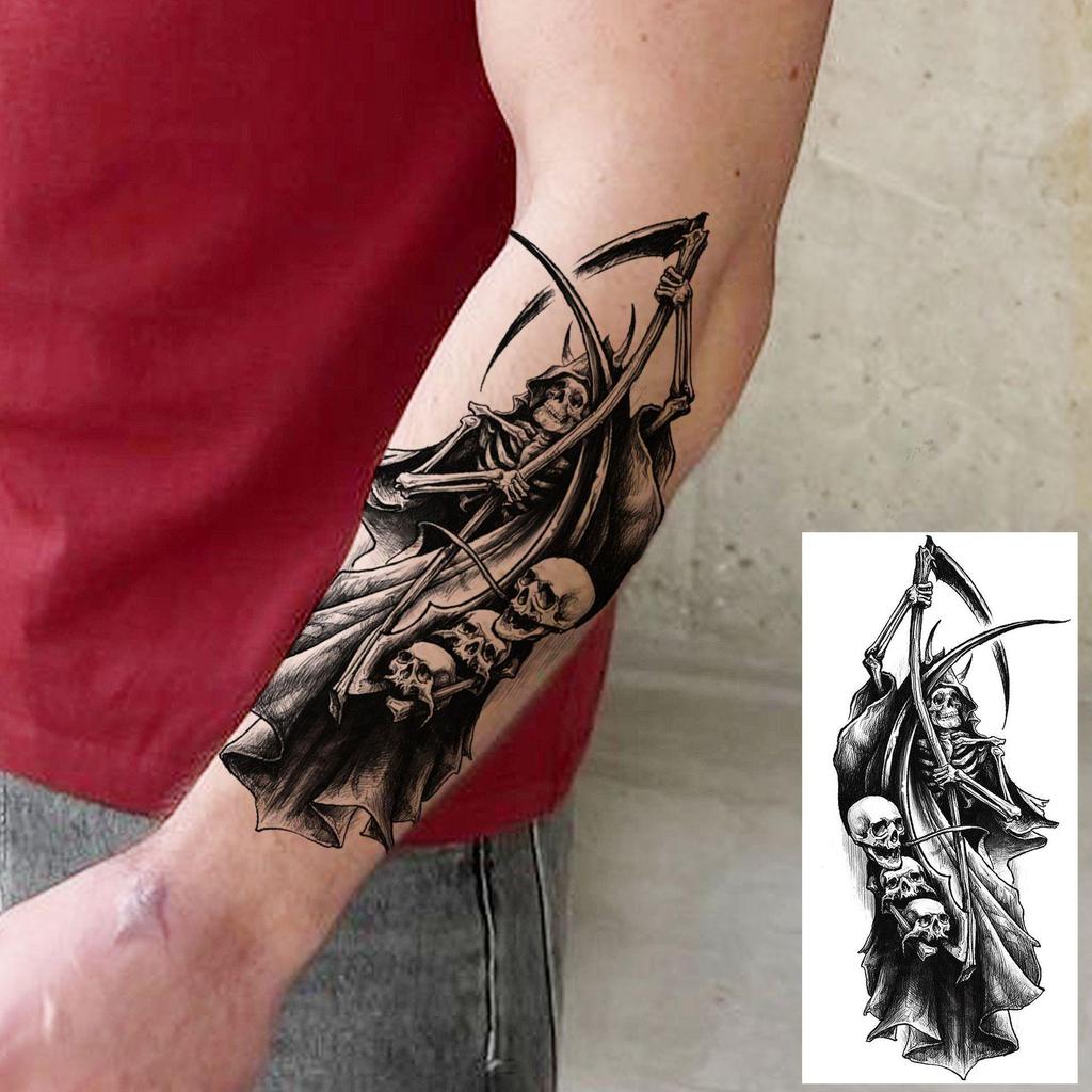 Black & White Snake Dragon Skull Waterproof Temporary Tattoo Sticker for Arm/Leg.