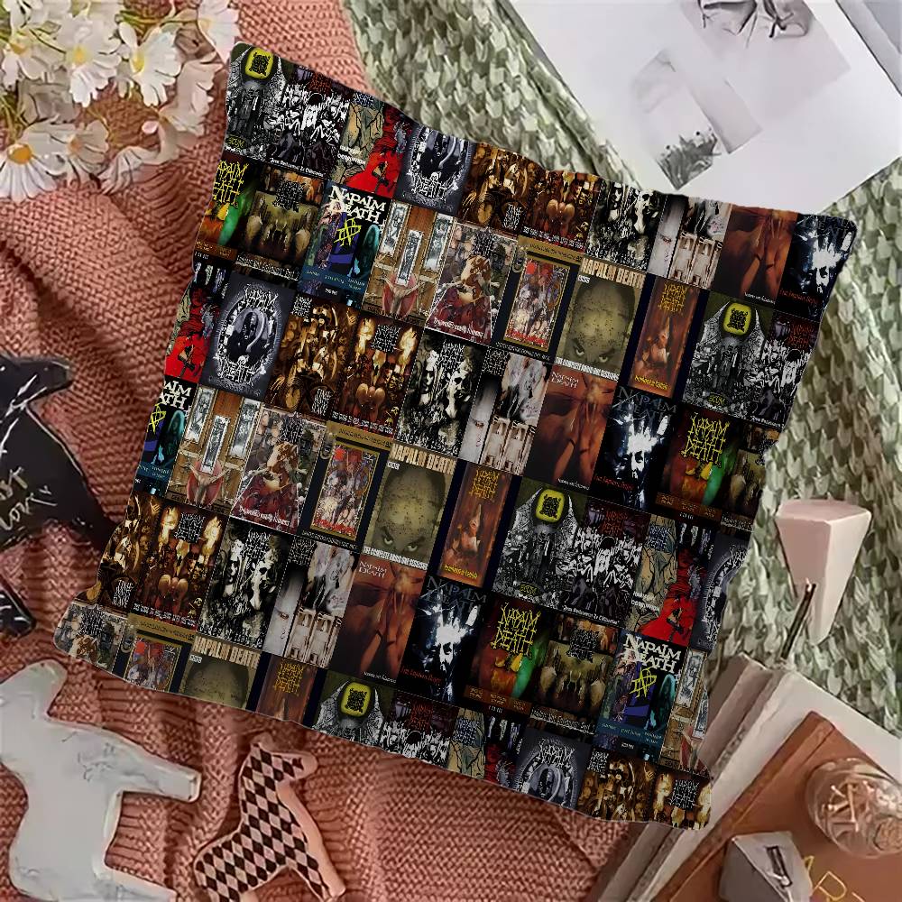 Heavy Rock Band-Napalms-Deaths Pillow Covers Cartoon Sofa Decorative Home Double-sided Printing Short Plush Cute Cushion Cover