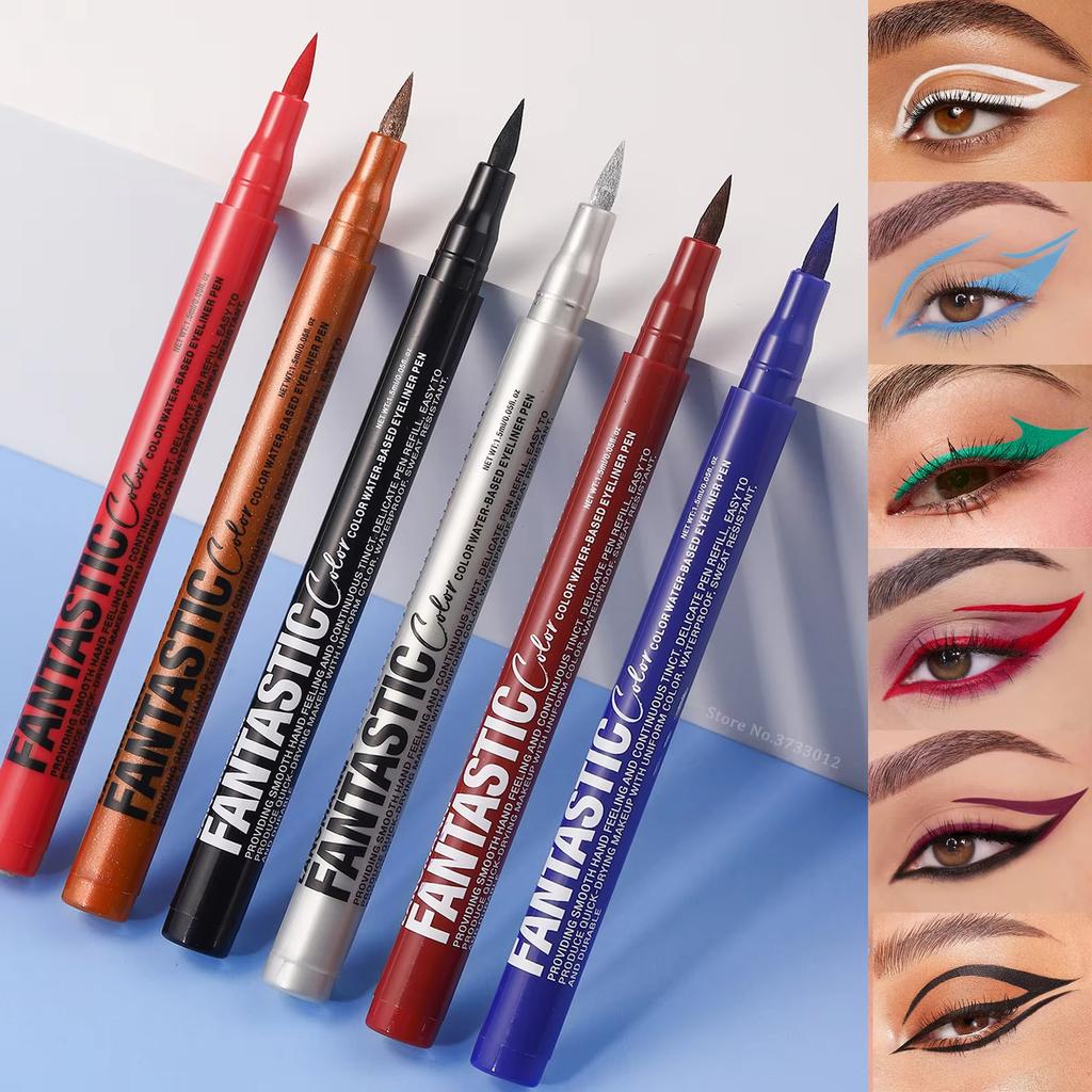 Eyeliner Lichid pe Bază de Apă Mat Roșu Aprins Uscare Rapidă Rezistent la Transfer Creion Eyeliner Aspect Bold de Lungă Durată Cosmetice pentru Ochi