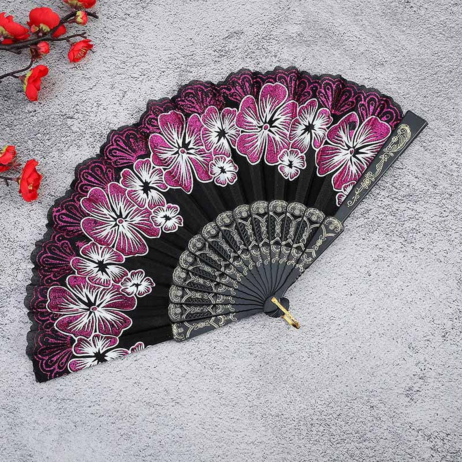 

2 шт. китайский складной веер элегантный декоративный для костюмированной женской танцевальной вечеринки Blue and Pink