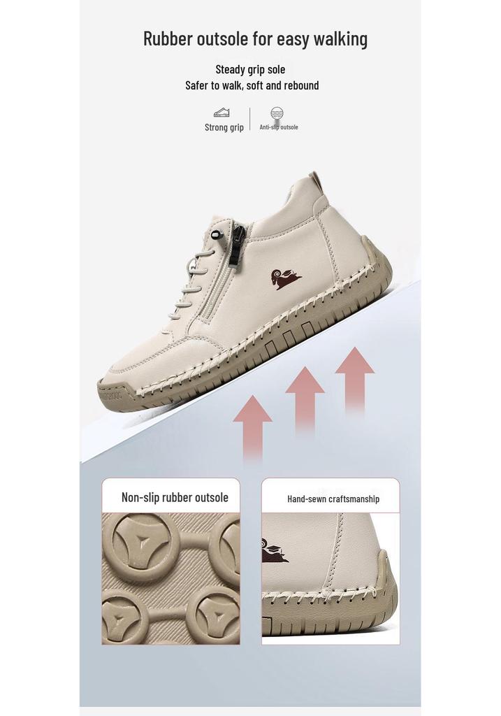 Hand-Stitched Women’s Soft Sole Flat Casual Shoes for Autumn & Winter - A805