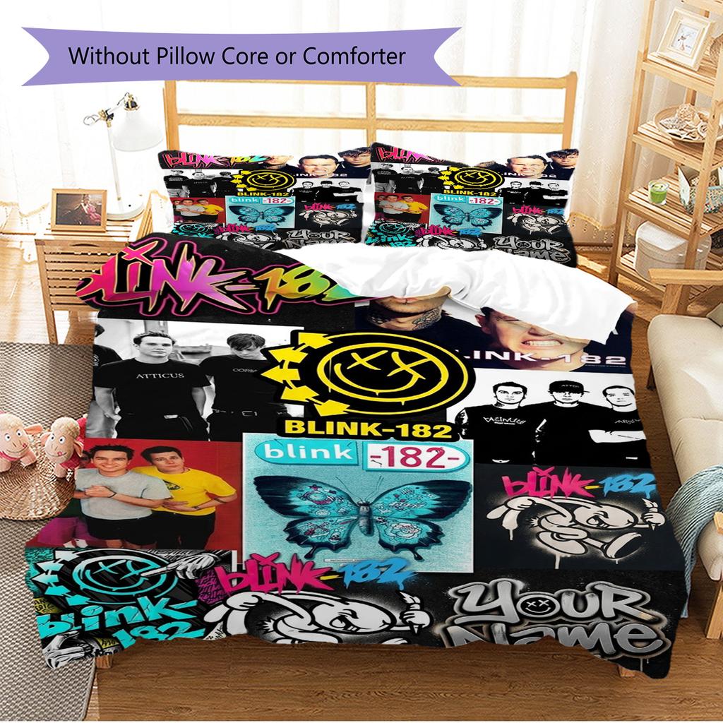Name Custom blink-182 Pattern Bedding Set Quilt Cover Pillowcase Home Decor Gift (1 * duvet cover + 2 * pillowcase, without core)