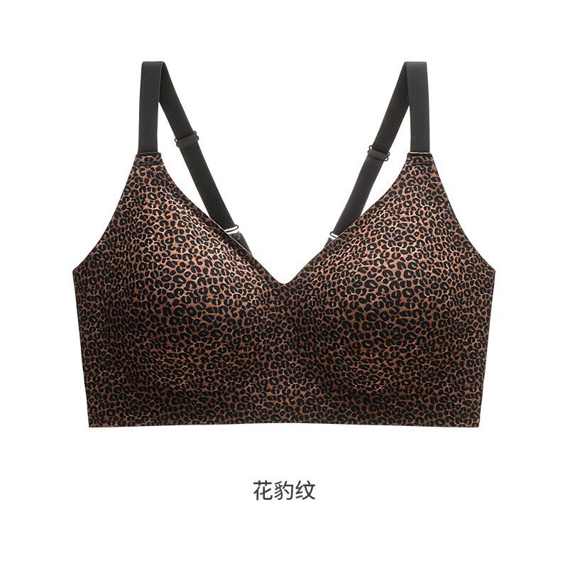 Women S Plus Size Wireless Push Up Backless Leopard Print Bra