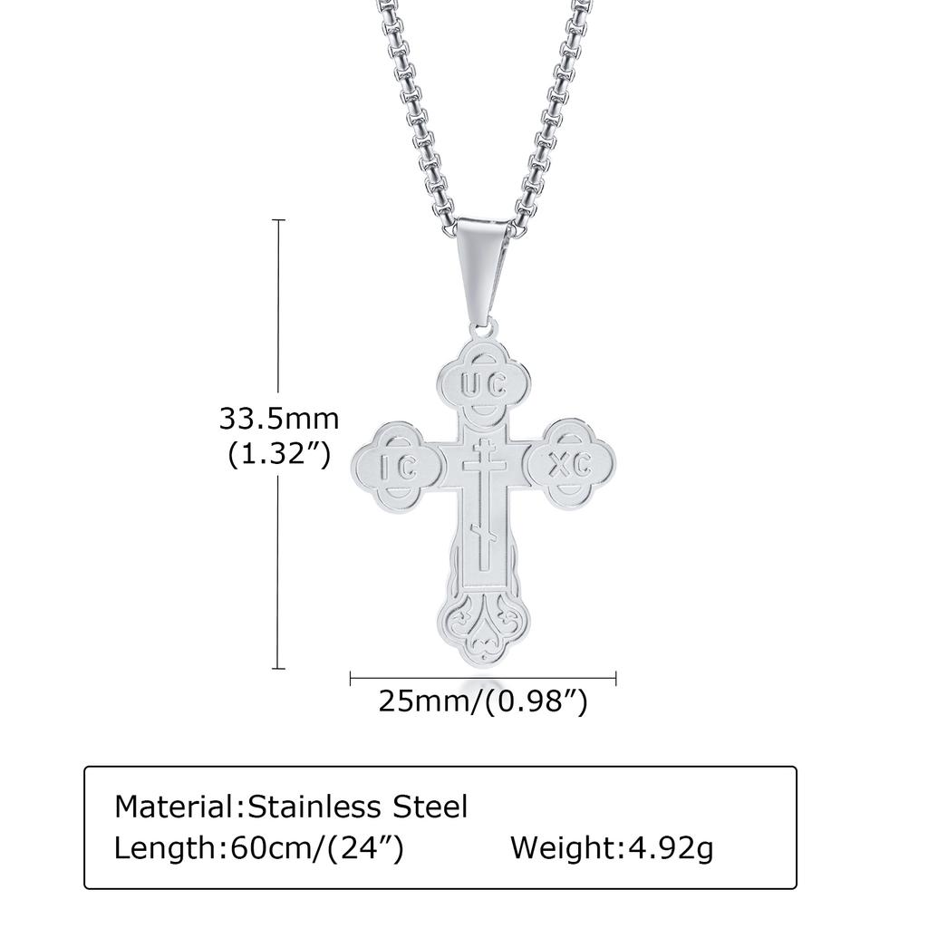 Orthodox Crucifix Cross Necklaces for Men Jewelry, Russian Eastern St. Nicholas Pendant Religious Prayer Gifts