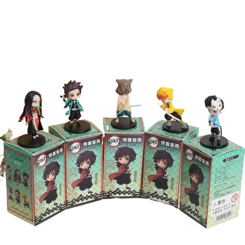 New Styles Anime Demon Slayer:Kimetsu no Yaiba Blind Box Set Handmade Figure Cartoon PVC Doll Desktop Decoration Birthday Gift