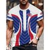 The British Flag Graphic 3D Print T-shirt for Men Summer Short Sleeve White & Blue O-neck Tees Casual Oversized Tops
