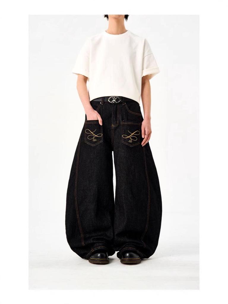 2025 Unisex Retro Hímzett Széles Szárú Farmer - Szúrásbiztos és Alkalmi Kaszás Stílus