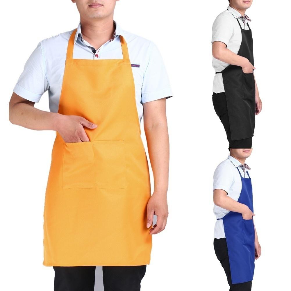 Adjustable Cooking Apron Unisex Waterproof Dust-proof Waiter Hairdresser Apron Chef Dirt-resistant Solid Sleeveless Apron Pocket