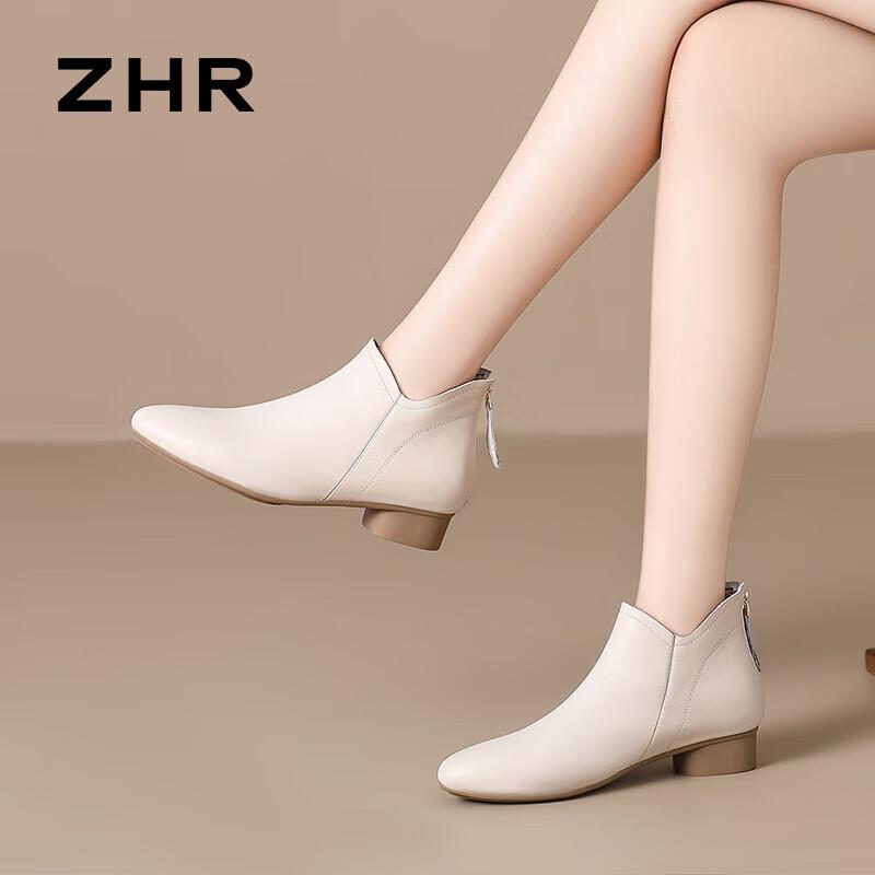 ZHR Women s S539 British Style Genuine Leather Ankle Boots 36