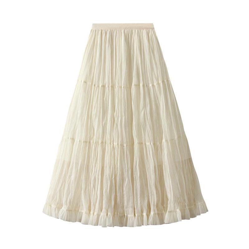Gonne in Tulle da Donna A Line Fairy a Strati Midi Vita Alta Elastica Gonna Lunga Stratificata Fluida Svasata Tutù Gonna da Donna in Rete Vita Alta Maxi Gonne