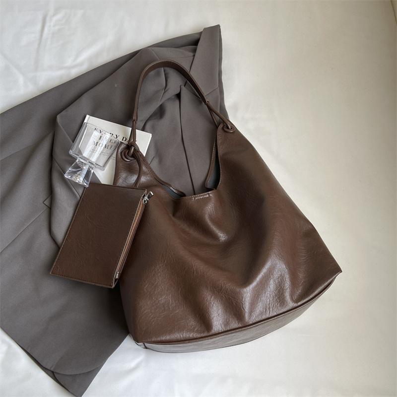 Large Capacity PU Leather 2 Pcs/set Shoulder Bags For Women Winter Trend Female Underarm Bag Lady Handbags Tote Bag KTY