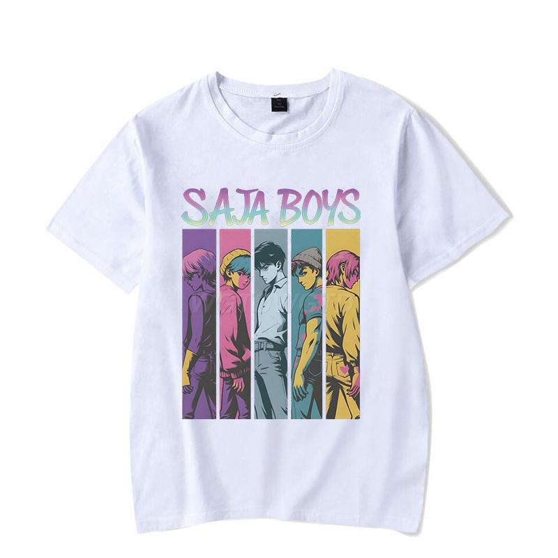 KPop Demon Hunters T-shirt Cartoon Saja Boys Street Style Clothes Crew Neck Women Men Tops Hip Hop Anime Fashion Casual Tops