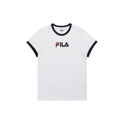 Fila Buchstaben-Logo bedrucktes Rundhals-Kurzarm-T-Shirt Damen-T-Shirt Weiß FS2RSD2151F-OWH
