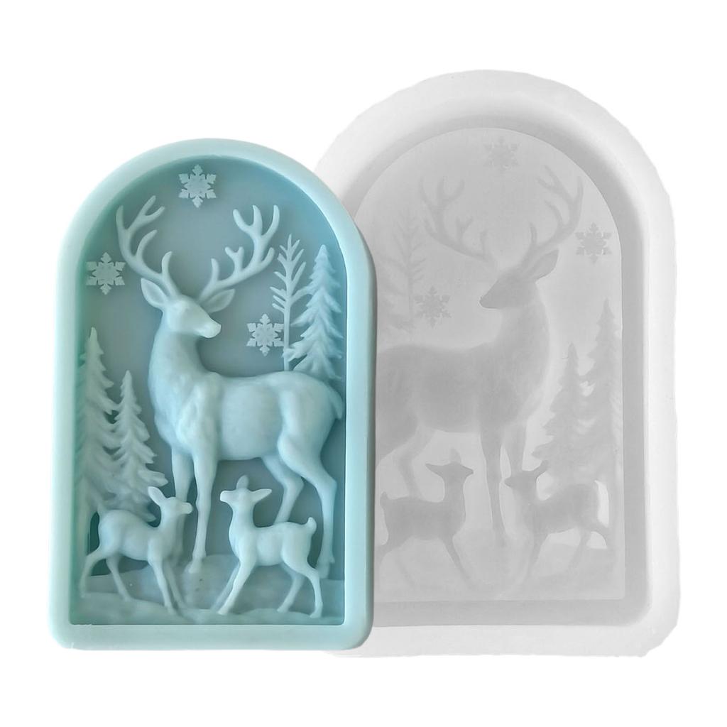 Christmas Reindeer Embossed Silicone Mold Silicone Candle Mould For Handmade Candle Soap Chocolate Holiday Decoration