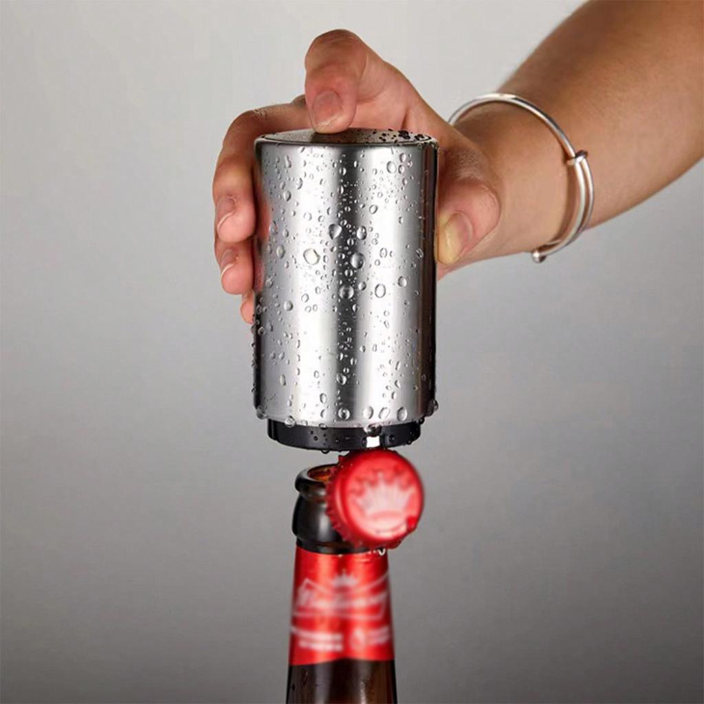 1pc Stainless Steel Automatic Beer Bottle Opener, Fingerprint-Free Pressure-Activated Bottle Cap Opener, Bottle Opener