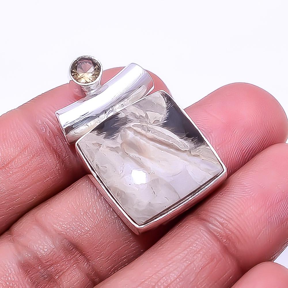 

Petrified Peanut Wood Jasper, Smoky 925 Sterling Silver Pendant 1.17 P23