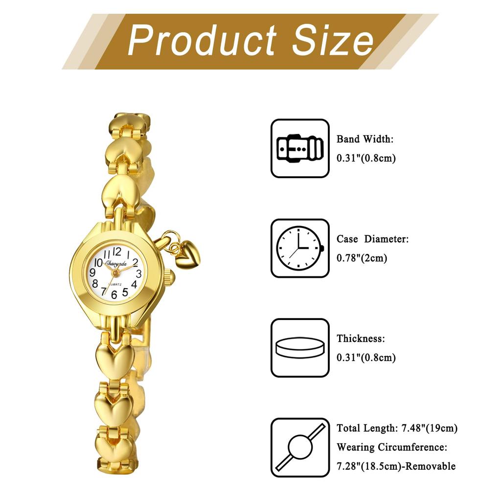 Cute and Stylish Bracelet Heart Analog Display Waterproof Quartz Fashion Watch In Gold Perfect Gift for Day Women's Watch - Birthdays, Anniversaries,