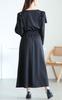 Gold Japan Plus Size Long Open Sizes Women's Dress, Sleeves, Shoulder, Ribbon, Shirring, Fall/Spring, LL, 3L, Black, fem-600