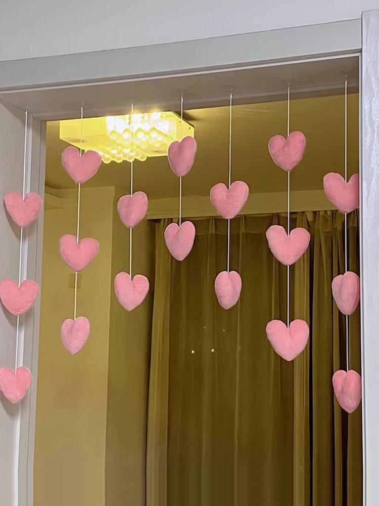 Romantic Heart Shaped Door Hanging Curtain Korean Style String Pendant Partition Door Curtain Bedroom Decoration Accessories