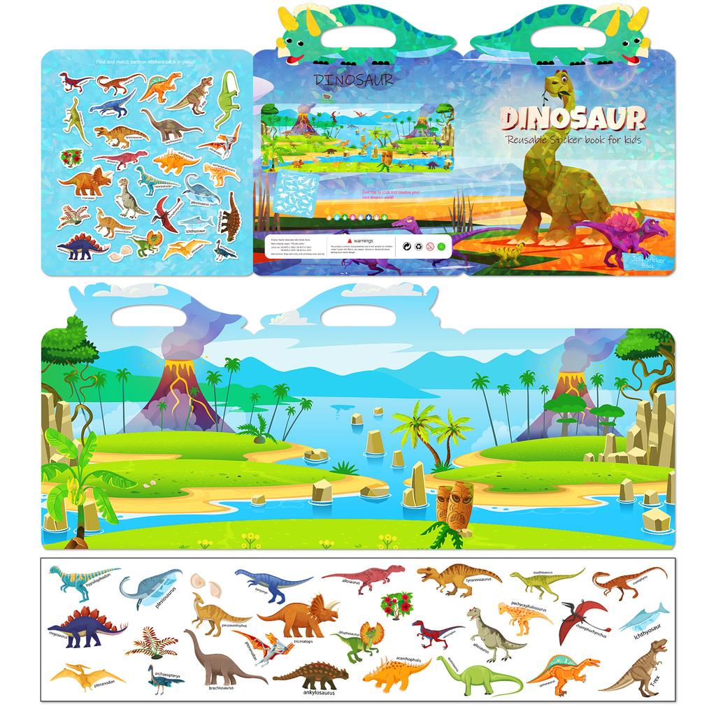 DIY Jelly Sticker Book Green Dinosaur Baby Early Education Cognitive Fun Puzzle Puzzle Jelly Sticker Quiet Book