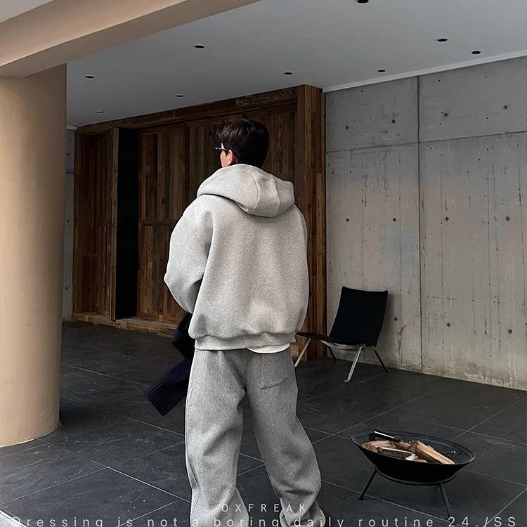 Men's Hooded Thick Zipper Cardigan Jacket - Warm, Loose Fit for Autumn/Winter 2025