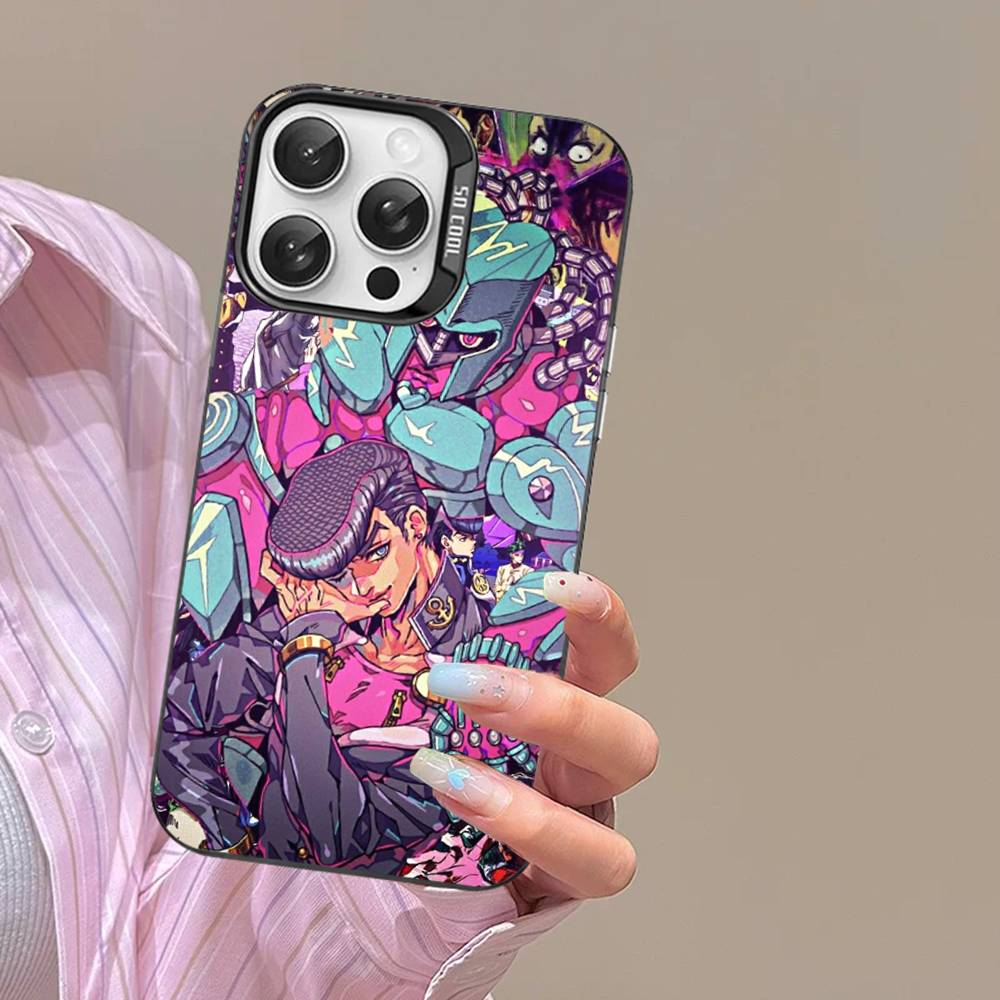 Anime Jojo Bizarre Adventure Phone Case For IPhone 17 16 15 14 11 12 13 Pro Max Plus Pro Colored Silver Cover