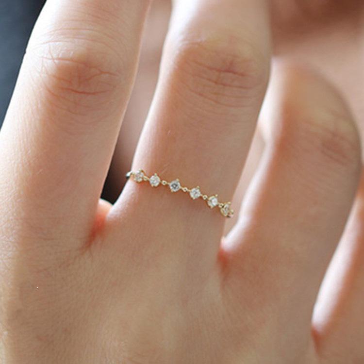 Japanese Style S925 Sterling Silver 14K Gold Plated Cubic Zirconia Ring - Elegant, Versatile, and Slim Design