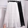 Chiffon Pleated High-Waist Midi Skirt for Spring/Summer 2024 - Solid Color, Loose, Mid-Length Skirt for Women