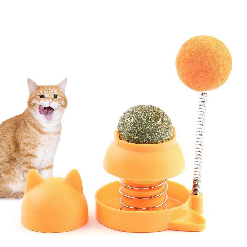 Catnip Stickers Rotatable Cat Licking Balls Edible And Healthy With Spring Ball Catnip Bubbles Lickable For Cats Catnip Ball Toy