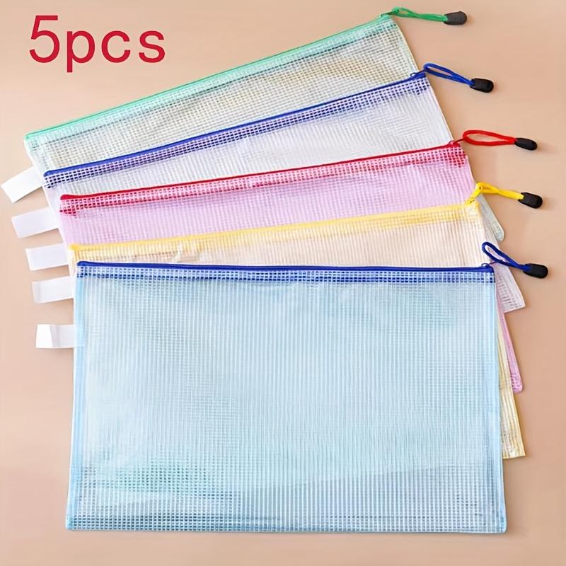 

5-Pack A3 PVC Zipper Portfolio Folders with Mesh Design - Waterproof Art, Data, and Drawing Storage Bags