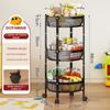 Foldable Rolling Kitchen Storage Cart Multi Layer Snacks Vegetable Basket Organizer with Wheels Mobile Shelf for Home