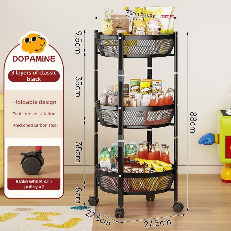 Foldable Rolling Kitchen Storage Cart Multi Layer Snacks Vegetable Basket Organizer with Wheels Mobile Shelf for Home